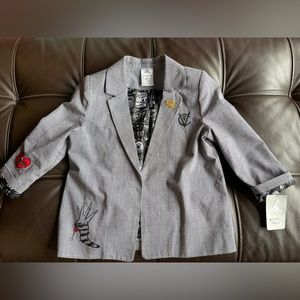 Disney 11/12 Cruella Blazer for Kids Live Action Embroidery Glen Plaid Lined